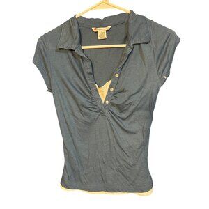 One Step Up Y2K Womens‎ M Blue Babydoll Polo Top With Button Accents
